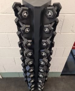 Wolverson Fitness New Gear Wolverson Rubber HEX Dumbbell 1kg-10kg Pair Set With Rack