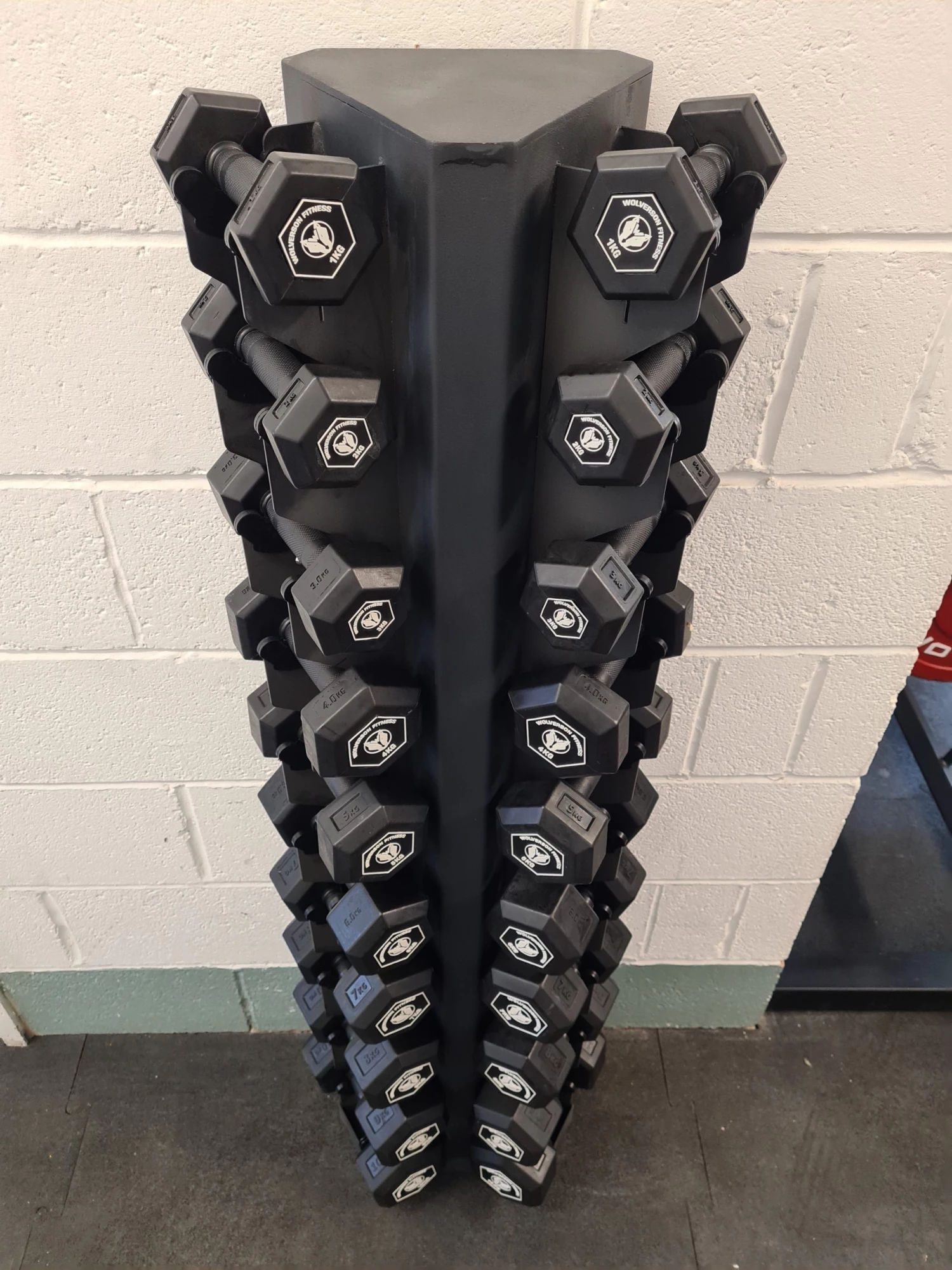 Wolverson Fitness New Gear Wolverson Rubber HEX Dumbbell 1kg-10kg Pair Set With Rack 3 Wolverson Fitness New Gear Wolverson Rubber HEX Dumbbell 1kg-10kg Pair Set With Rack